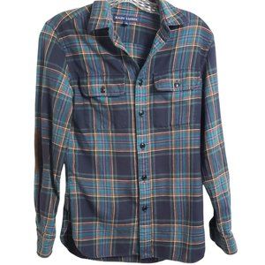 Ralph Lauren Green Blue Plaid Button Down Shirt Ca